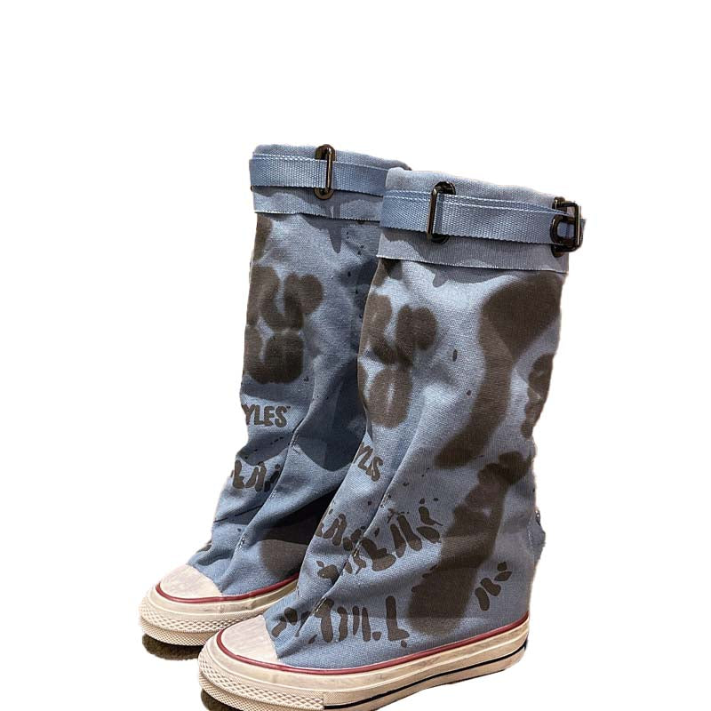 💗LAST DAY PROMOTION -50%OFF💗Women's Retro Flat Slouch Mid-Calf Canvas Boots