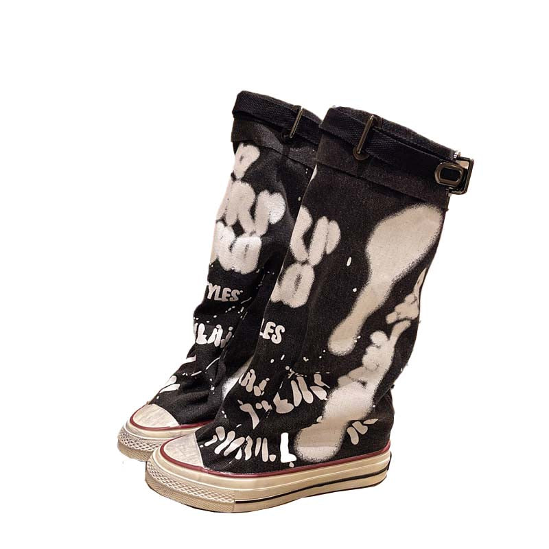 💗LAST DAY PROMOTION -50%OFF💗Women's Retro Flat Slouch Mid-Calf Canvas Boots