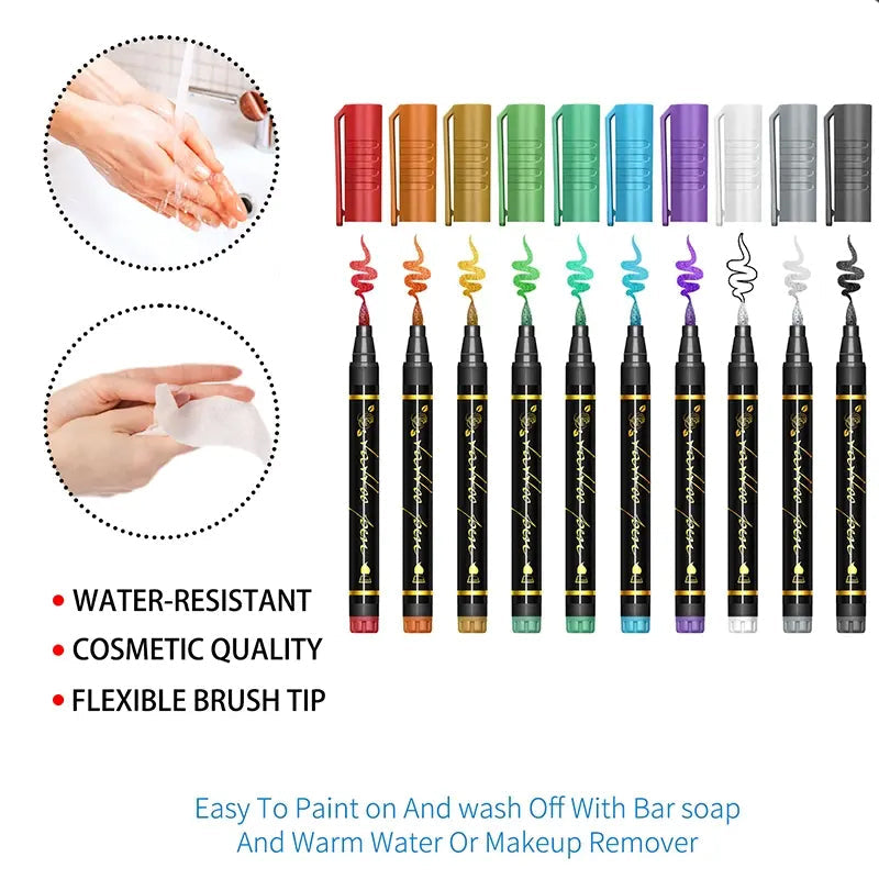 🌈Hot Sale 49% OFF🎨10-Color Temporary Tattoo Markers Set