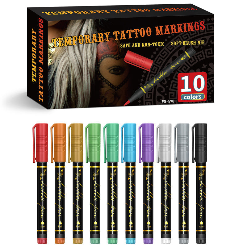 🌈Hot Sale 49% OFF🎨10-Color Temporary Tattoo Markers Set
