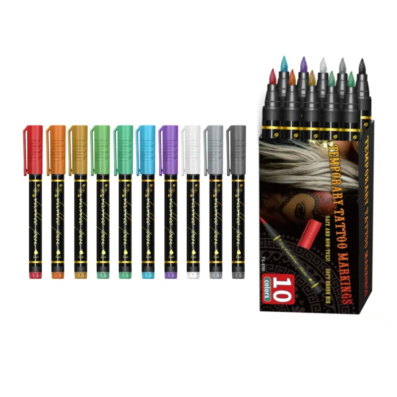 🌈Hot Sale 49% OFF🎨10-Color Temporary Tattoo Markers Set