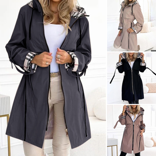 🔥Last Day Promotion 60% OFF🔥Long Hooded Drawstring Waist-Cinching Zipper Windbreaker
