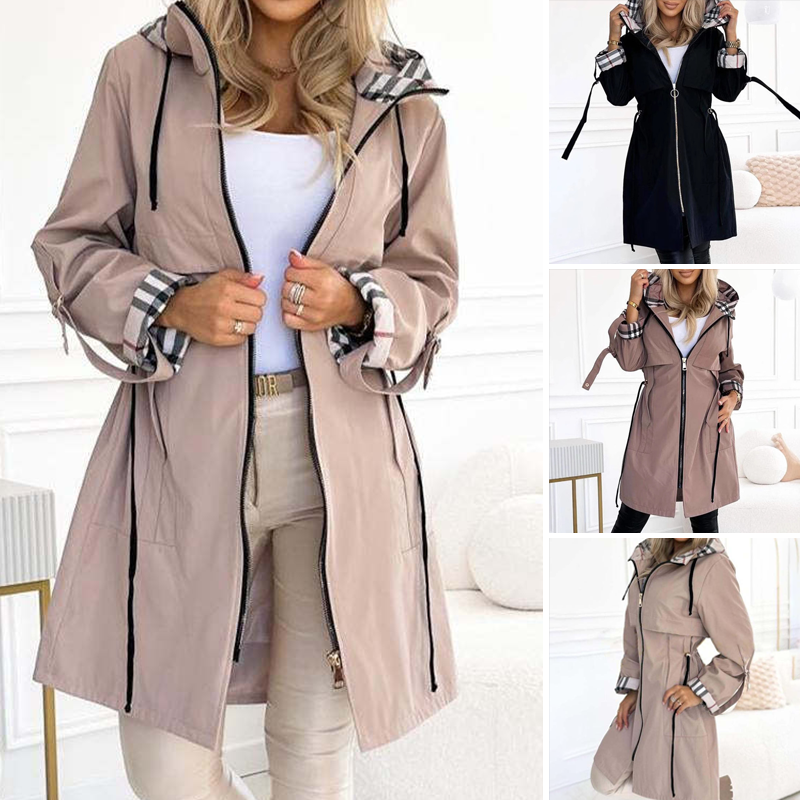 🔥Last Day Promotion 60% OFF🔥Long Hooded Drawstring Waist-Cinching Zipper Windbreaker