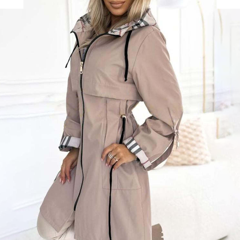 🔥Last Day Promotion 60% OFF🔥Long Hooded Drawstring Waist-Cinching Zipper Windbreaker