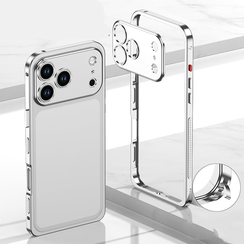 Metal Bare Frame Heat-Dissipating iPhone Case with Seahorse Buckle Design