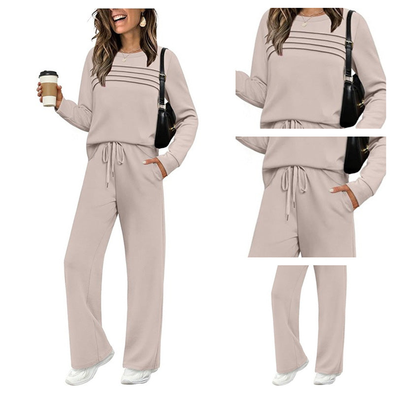🔥Limited stock available 50% OFF🔥Women's Crew Neck Top & Drawstring Pants Set
