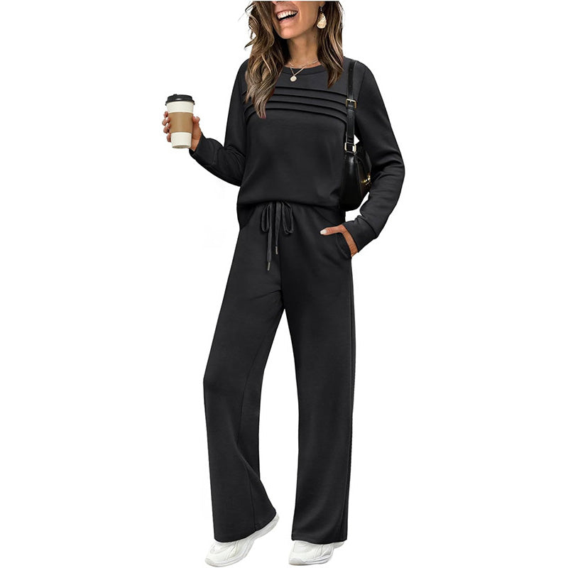 🔥Limited stock available 50% OFF🔥Women's Crew Neck Top & Drawstring Pants Set