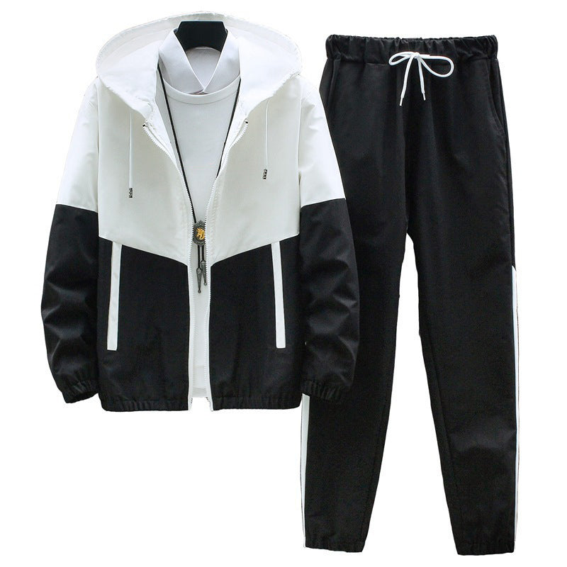 💥Hot Sale Offer: 50% Off-Men's Comfortable Color-Block Hooded Jacket & Drawstring Pants