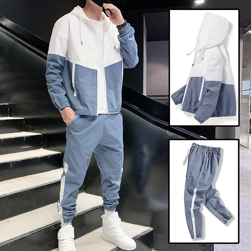 💥Hot Sale Offer: 50% Off-Men's Comfortable Color-Block Hooded Jacket & Drawstring Pants