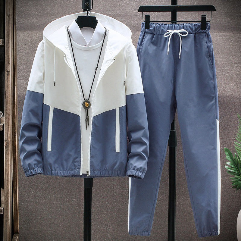 💥Hot Sale Offer: 50% Off-Men's Comfortable Color-Block Hooded Jacket & Drawstring Pants