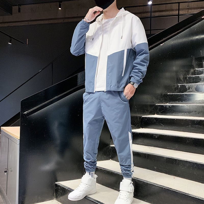 💥Hot Sale Offer: 50% Off-Men's Comfortable Color-Block Hooded Jacket & Drawstring Pants