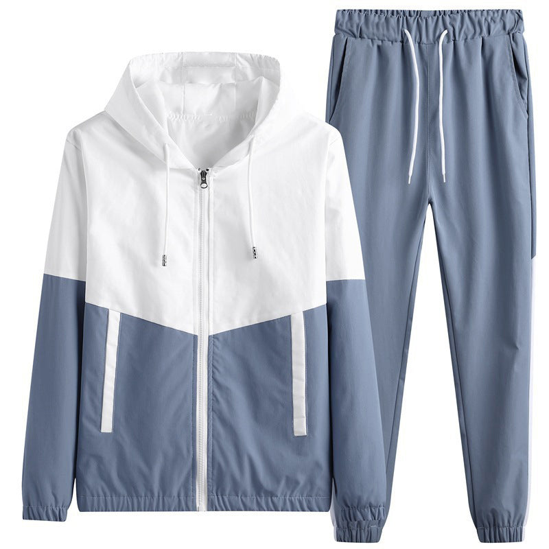 💥Hot Sale Offer: 50% Off-Men's Comfortable Color-Block Hooded Jacket & Drawstring Pants