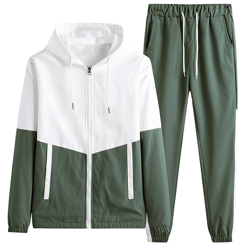 💥Hot Sale Offer: 50% Off-Men's Comfortable Color-Block Hooded Jacket & Drawstring Pants