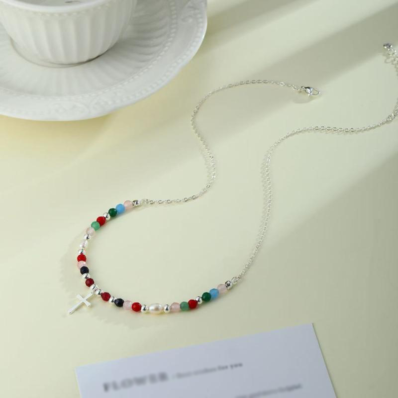 Colorful Beaded Cross Necklace