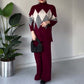 Fashion Color-blocking Rhombus Sweater & Pants Set