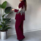 Fashion Color-blocking Rhombus Sweater & Pants Set