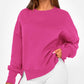 💖Versatile Women's Round-Neck Sweatshirt: Loose Fit & Side Slits