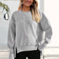 💖Versatile Women's Round-Neck Sweatshirt: Loose Fit & Side Slits