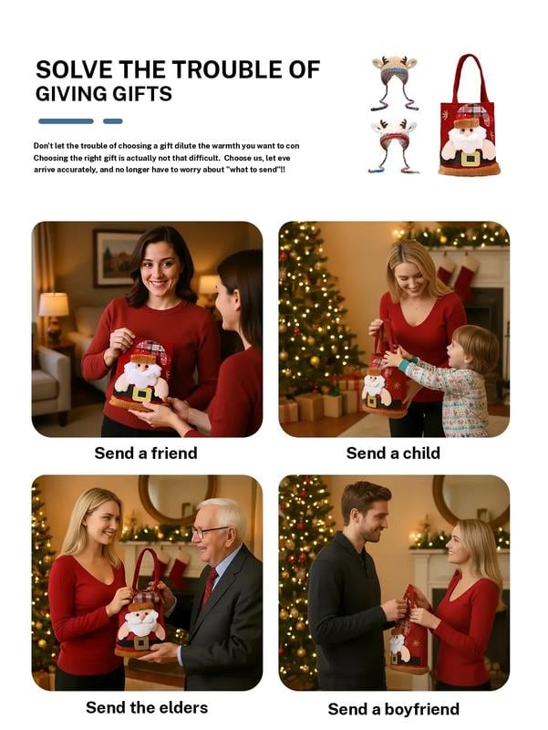 🎅Surprise price🎄🦌Handmade Knitted Christmas Antler 2-in-1 (Hat/Handbag)🧶