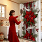 Christmas Red Print Holiday Shower Curtain