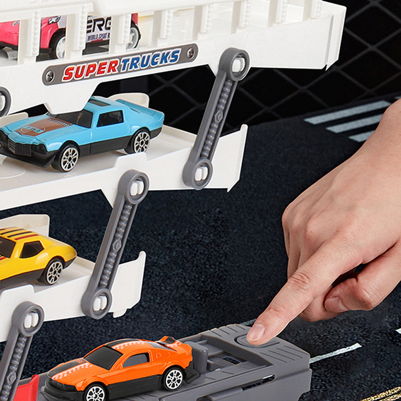 🔥Hot Sale Offers-Foldable 4-Layer Race Container Truck Toy （Includes 12  Cars)