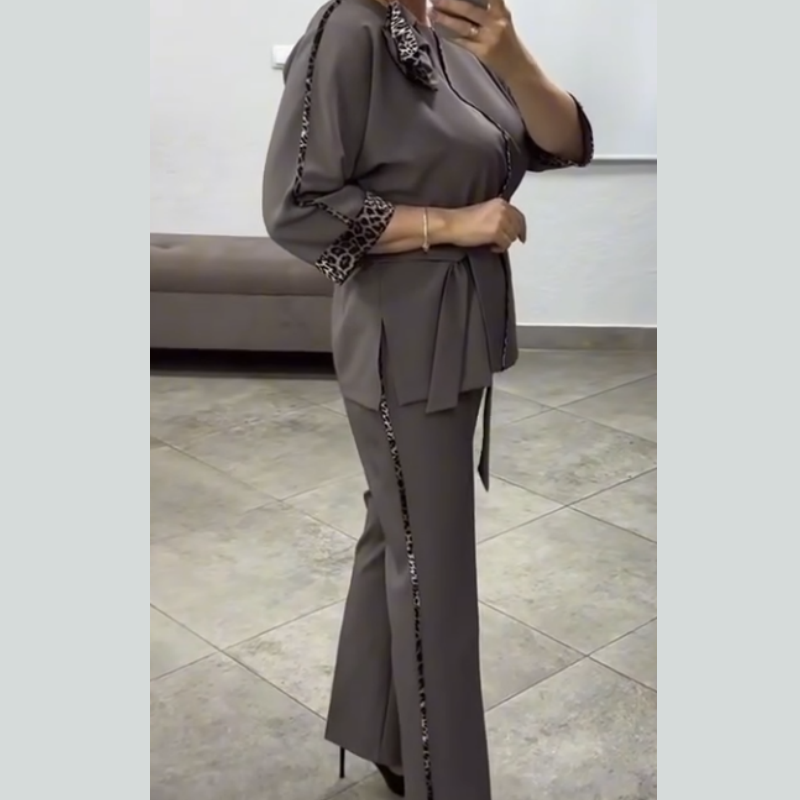 ✨ Elegant Leopard-Trim 2-Piece Set | Limited-Time Half-Price Deal!