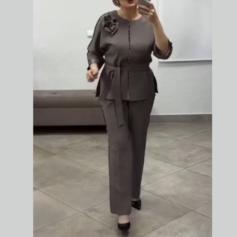 ✨ Elegant Leopard-Trim 2-Piece Set | Limited-Time Half-Price Deal!