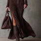 🖤Long Sleeve Faux Suede Zipper Maxi Dress✨