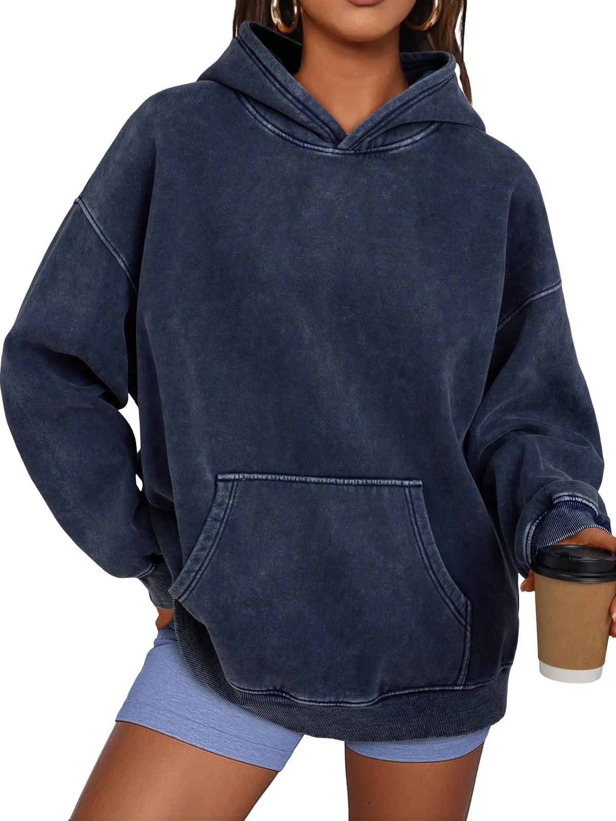 🔥LAST DAY SALE 49% OFF!!💥🎁Womens Acid Wash Hoodie Oversized Long Sleeve Fall Fashion Sweatshirts