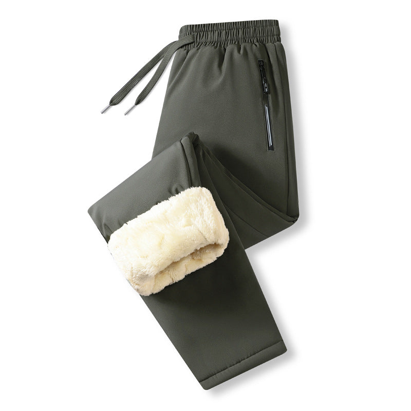 Men's Warm-Lined Waterproof Pants with Drawstring