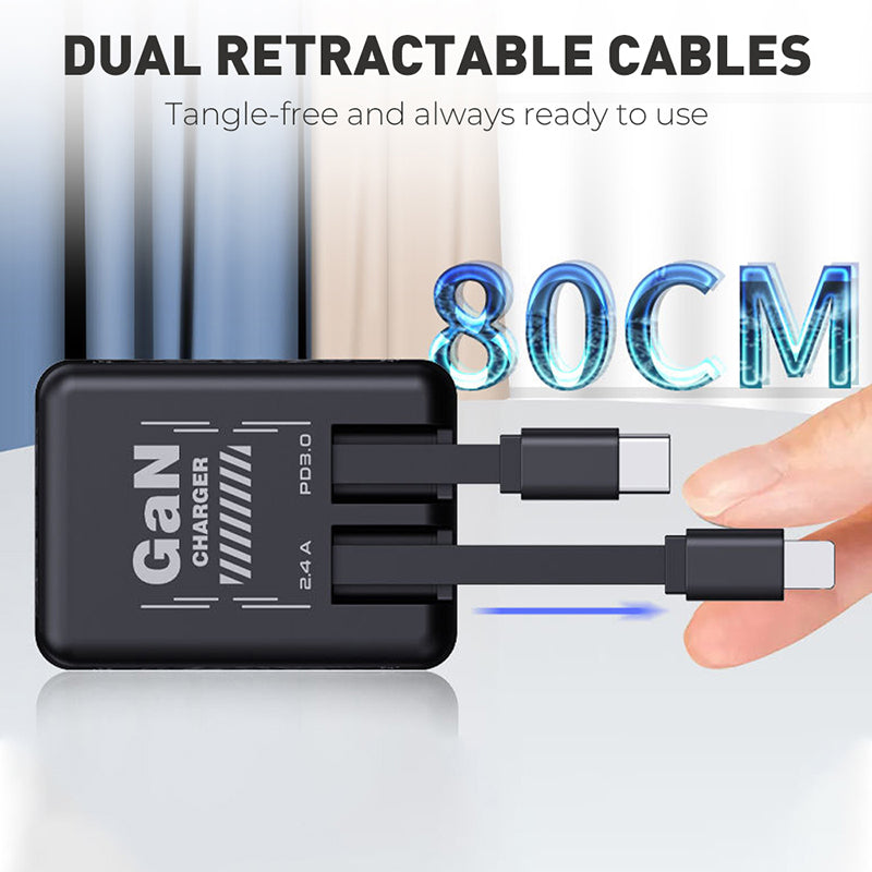 📢📢40  % OFF !!🎅Retractable Wall Charger with Dual Cables