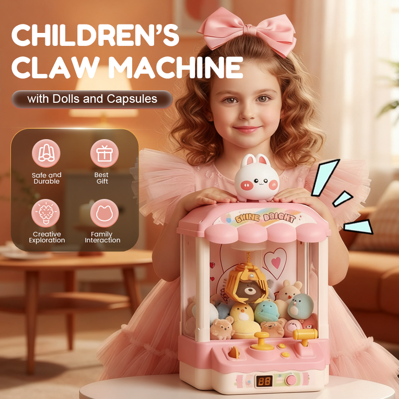 📢📢50 % OFF !!⏰ Adorable Animal Claw Machine (Includes Plushies and Capsule Toys)🔥 Free Delivery