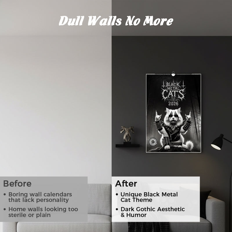 📢📢 60   %  OFF  !! ✨Black Metal Cat Calendar 2026