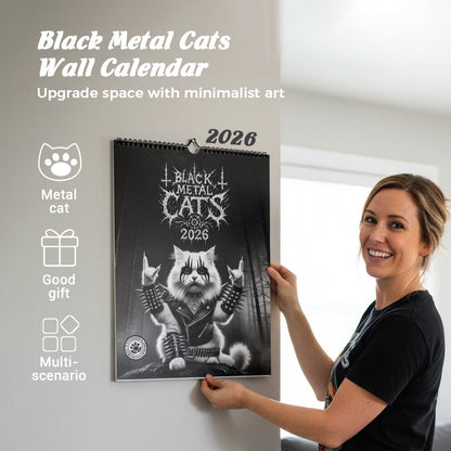 📢📢 60   %  OFF  !! ✨Black Metal Cat Calendar 2026