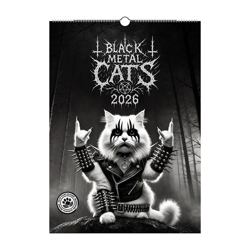 📢📢 60   %  OFF  !! ✨Black Metal Cat Calendar 2026