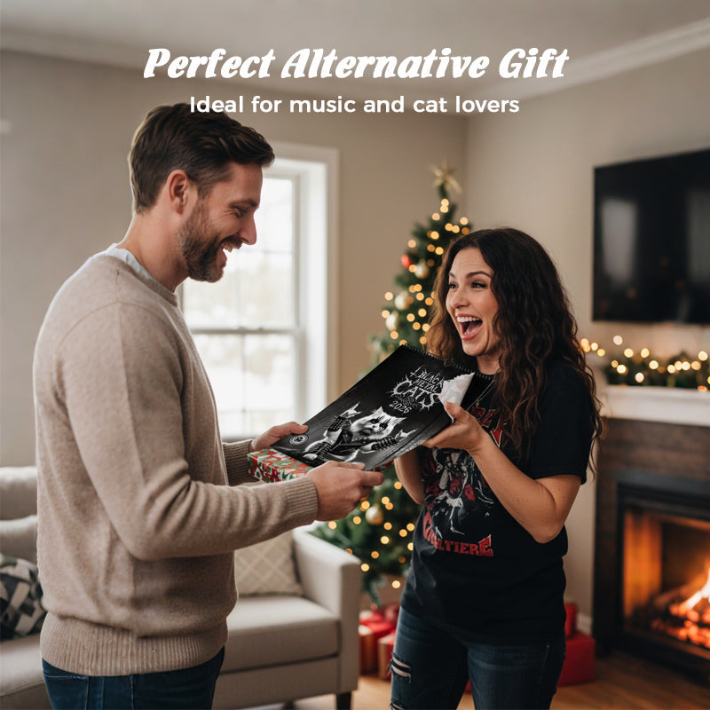 📢📢 60   %  OFF  !! ✨Black Metal Cat Calendar 2026