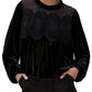 🎅 HOLIDAY HAUL SALE✨Women's Long Sleeve Velvet Trim Lace Blouse Elegant Flared Swing Top