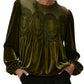 🎅 HOLIDAY HAUL SALE✨Women's Long Sleeve Velvet Trim Lace Blouse Elegant Flared Swing Top