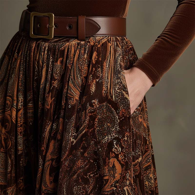 Women's Stylish Top & Printed Maxi Skirt 2-Piece Set