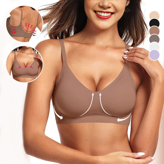 💗LAST DAY Special Price £12.99!⚡50K+ SOLD!!💕 Jelly Wireless Womens Comfortable Wireless Bras Push Up Bralettes Seamless Tshirts Bras Deep V Everyday Bras