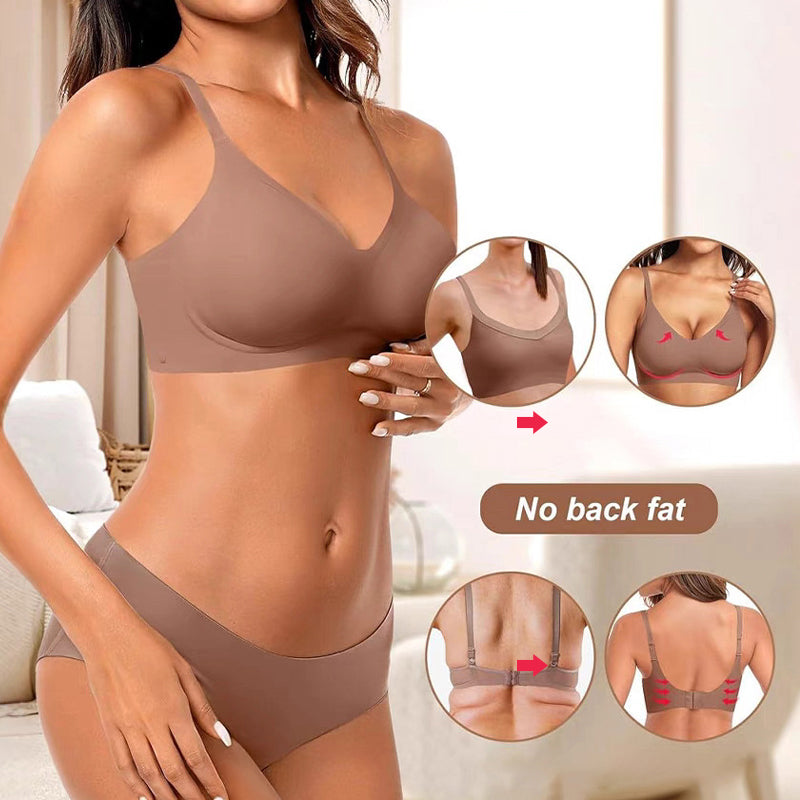 💗LAST DAY Special Price £12.99!⚡50K+ SOLD!!💕 Jelly Wireless Womens Comfortable Wireless Bras Push Up Bralettes Seamless Tshirts Bras Deep V Everyday Bras