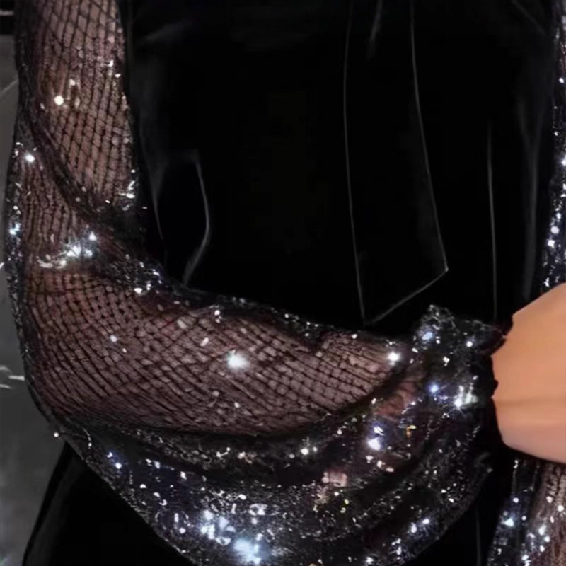 🎅Xmas Sales - 50% OFF🎄Women's Sequin Bow Tie Neck Dress✨👗