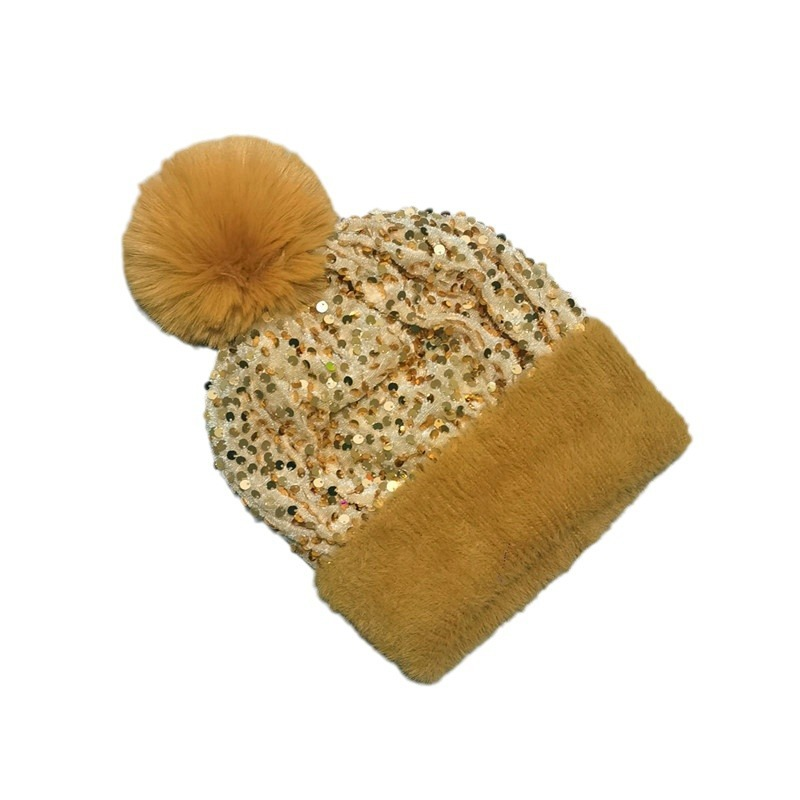 Winter Sparkly Sequin Pom Beanie