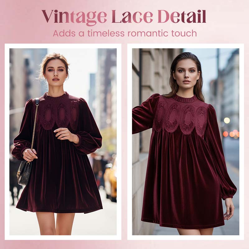 🏆 Hot Sale - 50% OFF ✨Vintage-Inspired Lace Panel Tunic Dress