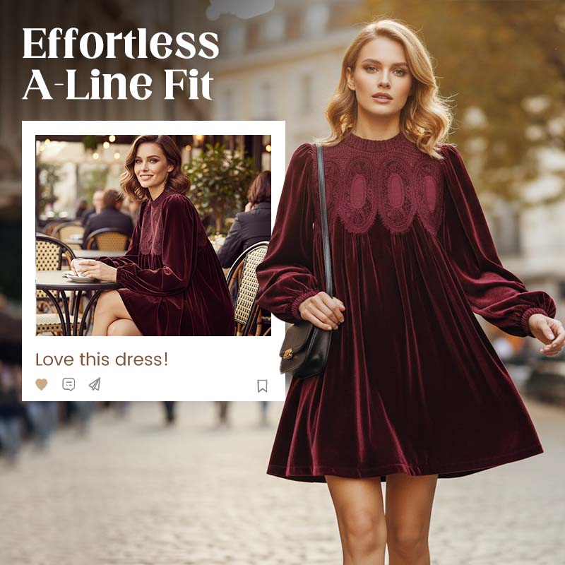 🏆 Hot Sale - 50% OFF ✨Vintage-Inspired Lace Panel Tunic Dress