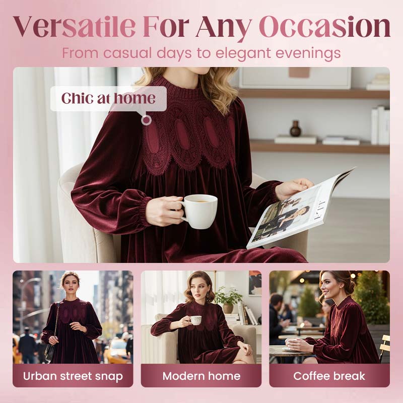 🏆 Hot Sale - 50% OFF ✨Vintage-Inspired Lace Panel Tunic Dress