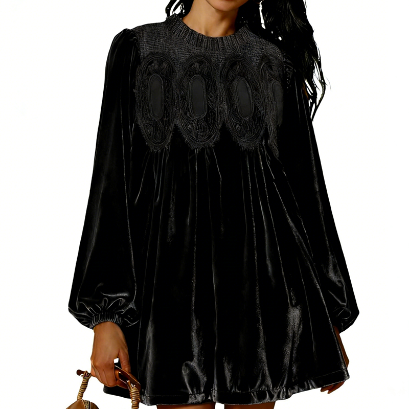 🏆 Hot Sale - 50% OFF ✨Vintage-Inspired Lace Panel Tunic Dress