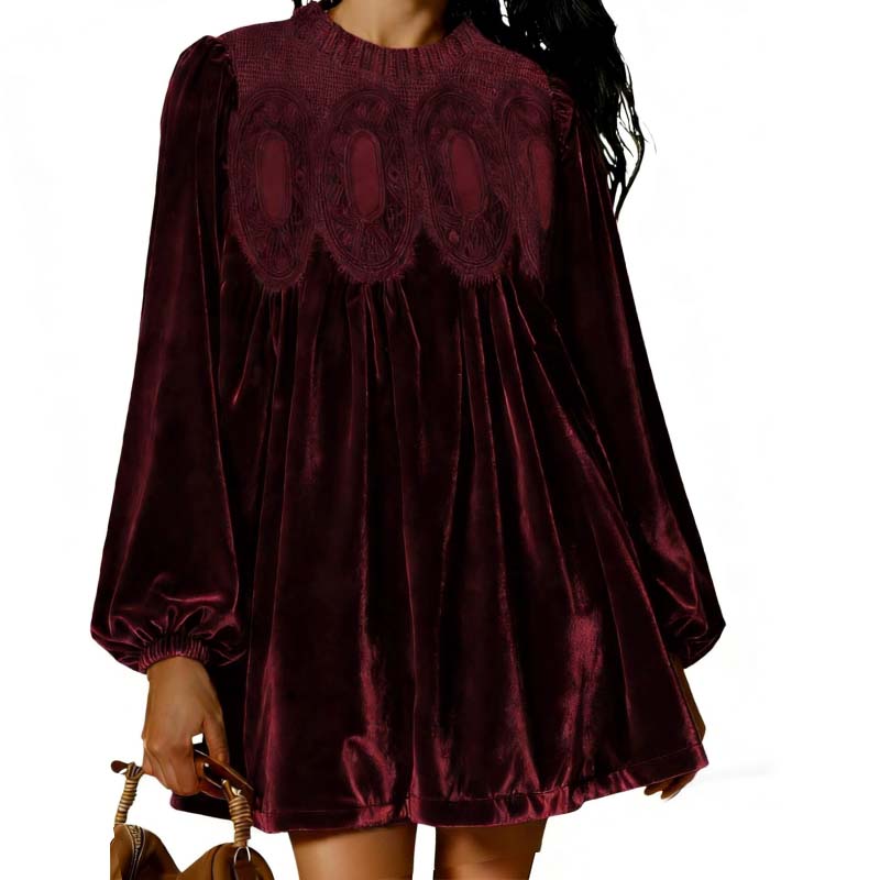 🏆 Hot Sale - 50% OFF ✨Vintage-Inspired Lace Panel Tunic Dress