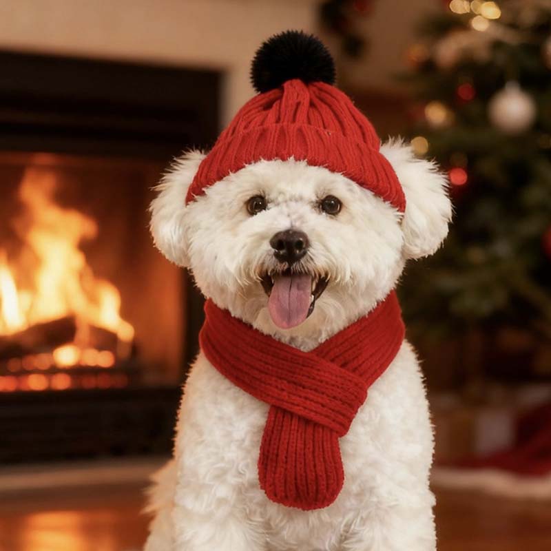 Knitted Pet Hat and Scarf Set
