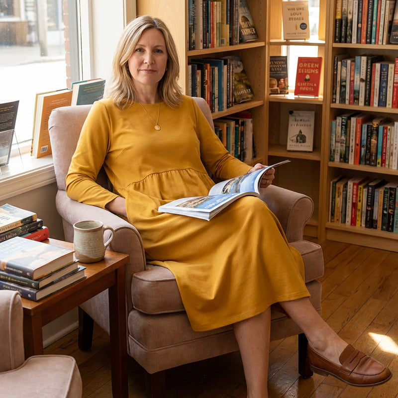 📢 Limited Time 50% OFF👗Women's Loose Fit Round Neck Midi Dress with Pockets-Effortless Comfort & Everyday Elegance✨